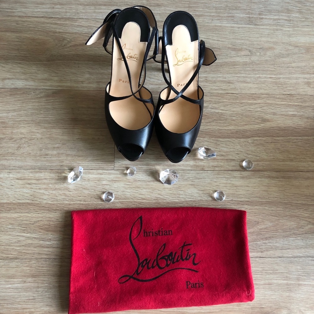 SOLD Red bottoms platform buckle peep toe stiletto - Picture 2 of 4